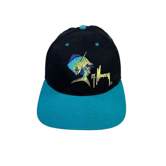 Vintage 90s St. Maarten Island Souvenir Snapback Hat Caribbean- Mahi Mahi Fish - Picture 1 of 6